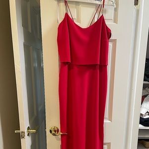 Red evening gown by Laundry